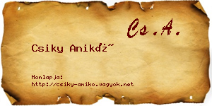 Csiky Anikó névjegykártya